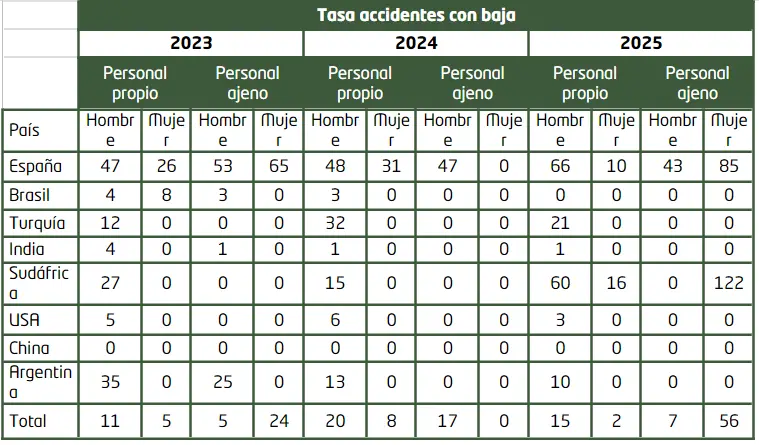Accidentes con baja - memoria de sostenibilidad - GRI